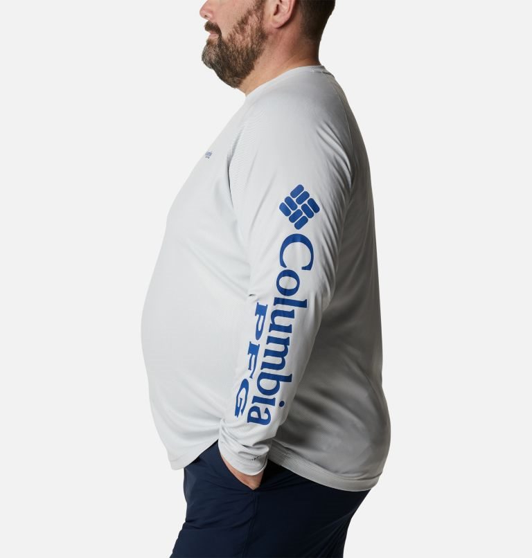 Men's Columbia PFG Terminal Deflector Long Sleeve Sweatshirts Light Grey | Plus Size CA-B4056